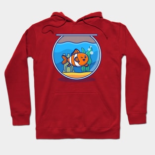 Clown Fish Swimming In The Aquarium Cartoon Hoodie